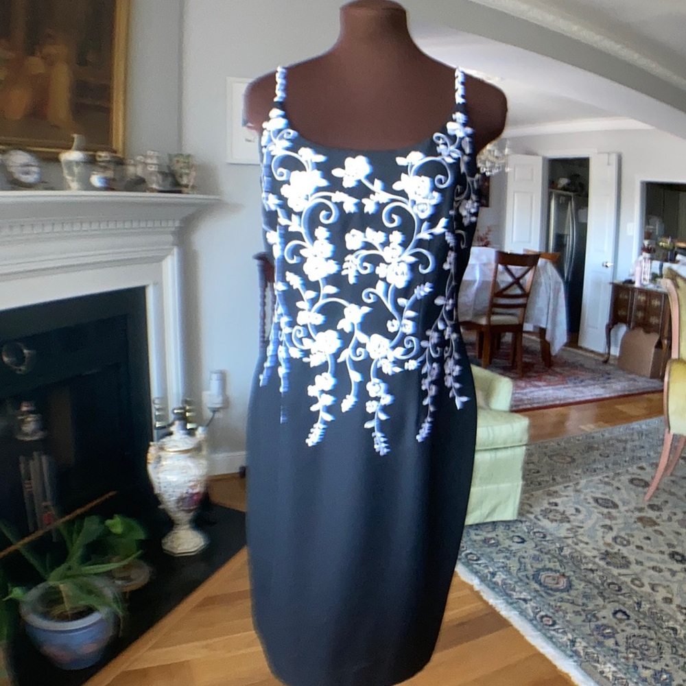 NWOT Positive Attitude black crape spaghetti strap dress